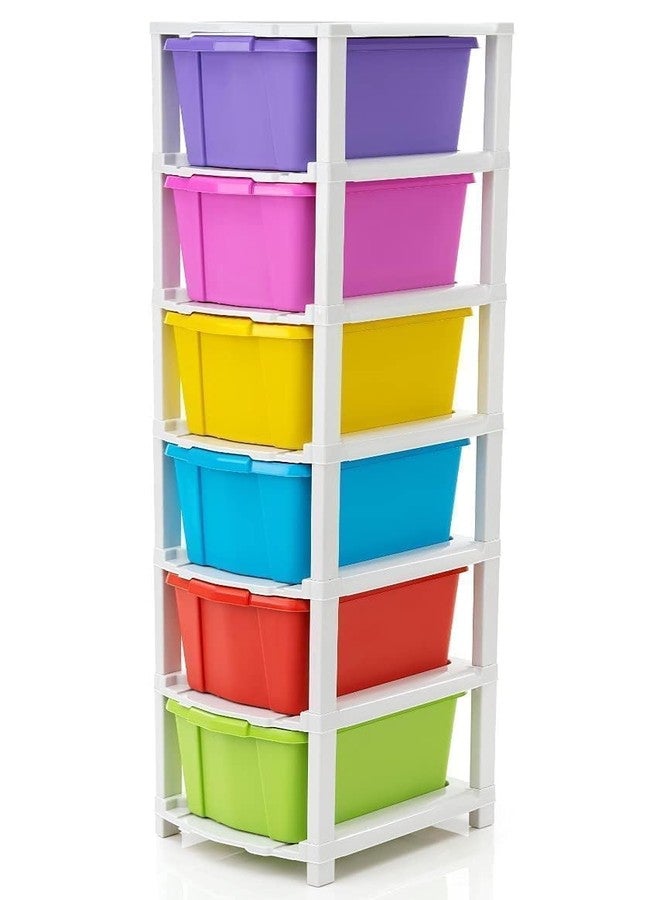 REKIRO 6 Xl Plastic Modular Drawer System For Home, Office, Hospital, Parlor, School, Doctors, Home And Kids, Product Dimension When Assembeled (31Cmx39Cmx116Cm) (Multi, 6xl) - Image 1